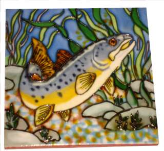 Ceramic Glazed Decorative 6 x 6 Tile 17  Fish  