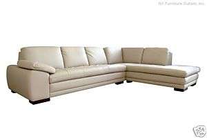 New Contemporary Modern Cream Leather Sectional Sofa  