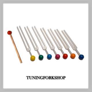 Chakra Tuning Forks with removable color ball handles  