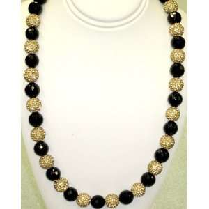   Beautiful Two Color Necklace Gold & Champagne Crystal Balls  