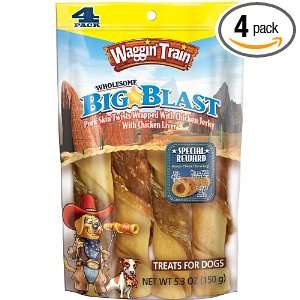 Waggin Train Big Blast Dog Treats, Chicken, 4 Count Package (Pack of 