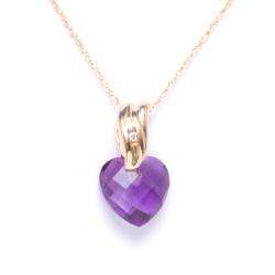 10k Yellow Gold Cubic Zirconia and Heart cut Amethyst Necklace 