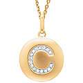 14k Yellow Gold Diamond Initial C Disc Necklace 
