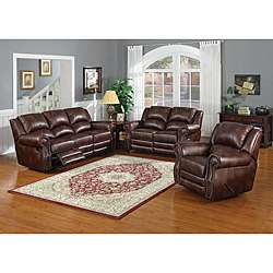 Fulton Double Reclining Brown Leather Sofa  