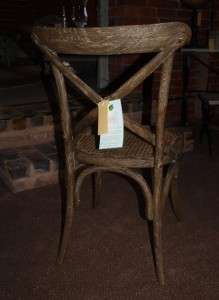 Vintage Style Distressed Oak Dining Chair with Rattan Base  