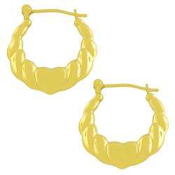 14k Yellow Gold Heart Hoop Earrings  