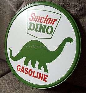Sinclair Dino Gasoline Round TIN SIGN Garage gas ad 207  