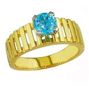 Blue zircon gold ring.