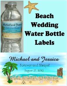 20 BEACH WEDDING FAVORS ~ WATER BOTTLE LABELS  