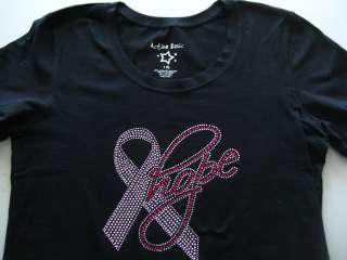 Hope rhinestone pink ribbon breast cancer awareness short sleeve t 