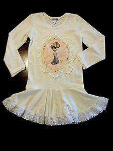 NWT Dollcake GIrl Queen Bee Frock Cream Knit Dress Size 4  
