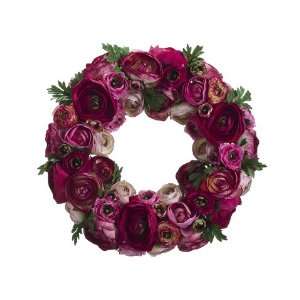  Faux 12 Ranunculus Wreath Pink Beauty (Pack of 2)