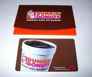TWO DUNKIN DONUTS COFFEE CUP GIFT CARDS AND HOLDERS  