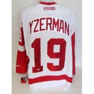 Steve Yzerman Signed Uniform   White CCM PSA   Autographed NHL Jerseys 