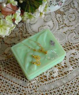 FENTON SATIN GLASS BOX & NECKLACE AND EARRINGS SET  