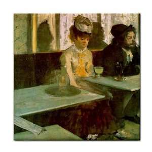  In a Cafe By Edgar Degas Tile Trivet 