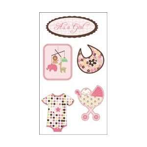  Autumn Leaves 3 D Stickers Its A Girl 5pc With Glitter; 2 