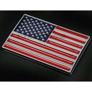   US NATIONAL FLAG CHROME STICKER BADGE EMBLEM DECAL USA NEW Automotive