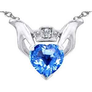 com Celtic Love by Kelly 8mm Heart Claddagh Pendant With Genuine Blue 