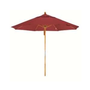    SA03 9 Feet Pacifica Fabric Pulley Open Wood Market Umbrella, Red