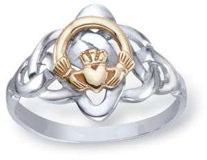 Stunning Womens Celtic Classic Ring 10K Gold Claddagh  