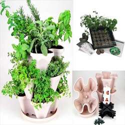 Culinary Herb Garden Starter Kit/ Mini Garden Stacker Planter 