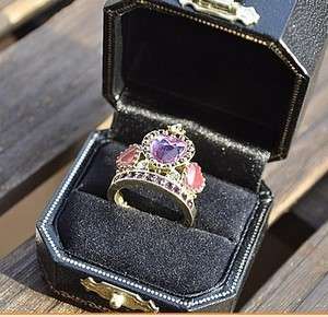   New Fashion jewelry Retro Rhinestone Crown colored glaze Ring  