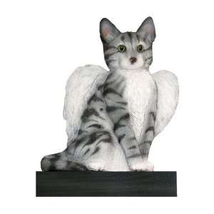  Silver Tabby Angel Cat Shelf and Wall Plaque Collectible 