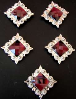   HEADSTALL CONCHO PINK BLUE MAROON CLEAR CRYSTAL Bling 5PC SET  