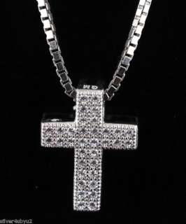 STERLING SILVER CUBIC ZIRCONIA CROSS PENDANT MICRO PAVE  