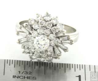   14K WHITE GOLD EXQUISITE 2.36CT DIAMOND CLUSTER COCKTAIL RING SIZE 9