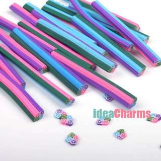 Free ship Multicolor Nail Art Fimo Cane Rods Polymer Clay Spacer Bead 