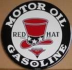 Red Hat Motor Oil Gas Filling Station Garage Tin Sign
