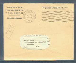 US WWII WAR & NAVY DEPT V MAIL SERVICE w/CONTENTS1943  