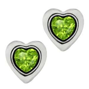  1.02 Ct Heart Shape Green Peridot Sterling Silver bezel 