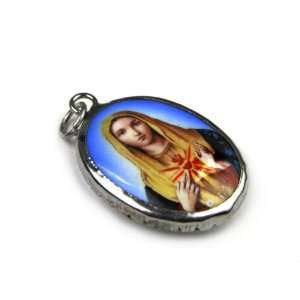  Heart of Mary, Mother of Jesus Full Color Enameled Pendant 