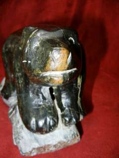 CARVED AND POLISHED SOAP STONE BEAR STATUE BY CLYDE  