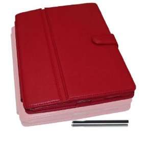   Red PU Leather Case and Capacitive Stylus for Apple iPad Electronics