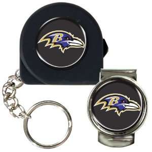 Baltimore Ravens 6 Tape Measure Key Chain and Money Clip Set