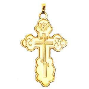 Three Barred Cross Gold 14KT, Christian Orthodox Cross  
