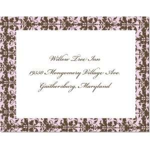  Brown Damask With Pink Border Response Cards On Shimmer 