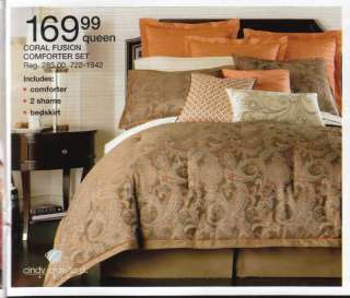 Cindy Crawford 4 Pc Comforter Set Coral Fusion  