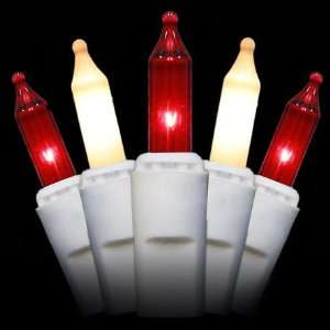 Set of 50 Super Bright Red and Frosted White Mini Christmas Lights 