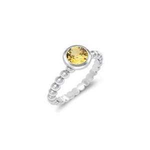  0.66 Cts Yellow Sapphire Solitaire Ring in 14K White Gold 