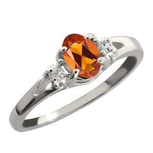  0.44 Ct Orange Red Oval Madeira Citrine and Topaz Sterling 