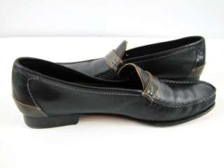 womens black leather COLE HAAN dress loafers shoes 7.5 AAAA 4A narrow 
