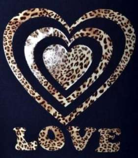 LOVE HEART IN ANIMAL PRINT ~ NEW IN ~ BLACK GIRLS T SHIRT AGE 5 15 