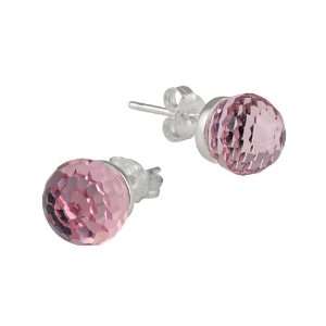   Silver Pink Swarovski Crystallized Elements Stud Earrings Jewelry