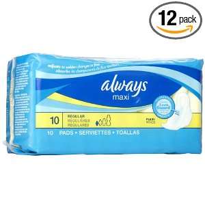 Always Thin Maxi Pads with Flexi wings, Regular, 10 Count 