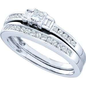  10KWG Diamond Princess Cut Center Bridal Set Integrated 